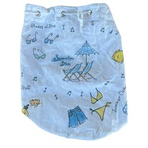 VTG 90s Rel-E-Vant Canvas Duffle Backpack Beach Pool Drawstring Kitschy Quirky